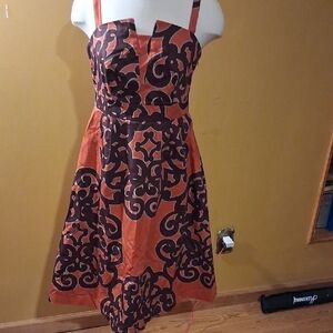 Merona Orange and Brown Patterned Dress